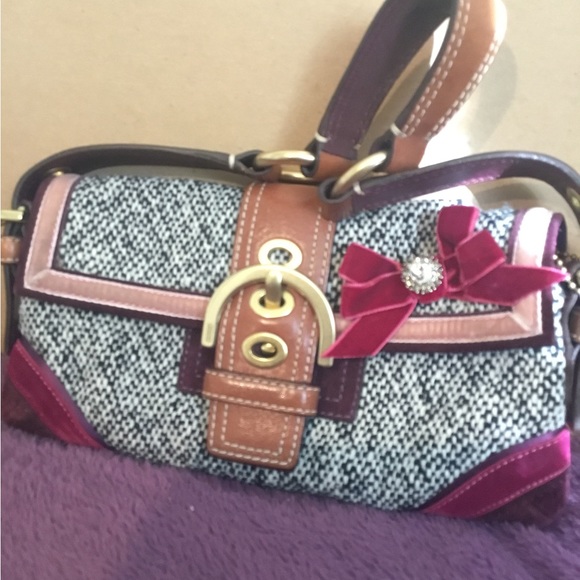 Vintage Coach Soho Limited Edition Small Tweed Velvet & Suede Baguette Bag - Picture 3 of 16